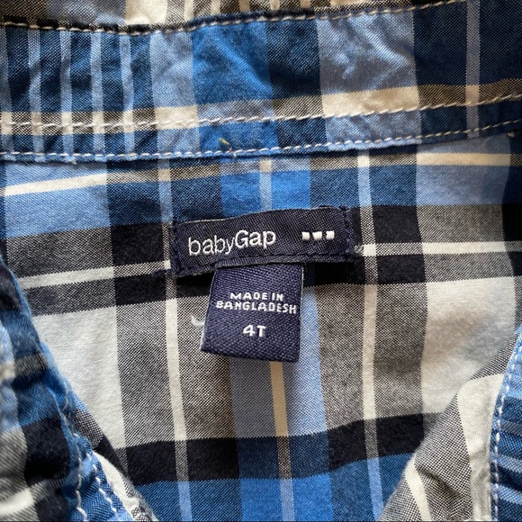 Gap Boys Blue Plaid Button Down Shirt 4T - Picture 2 of 3